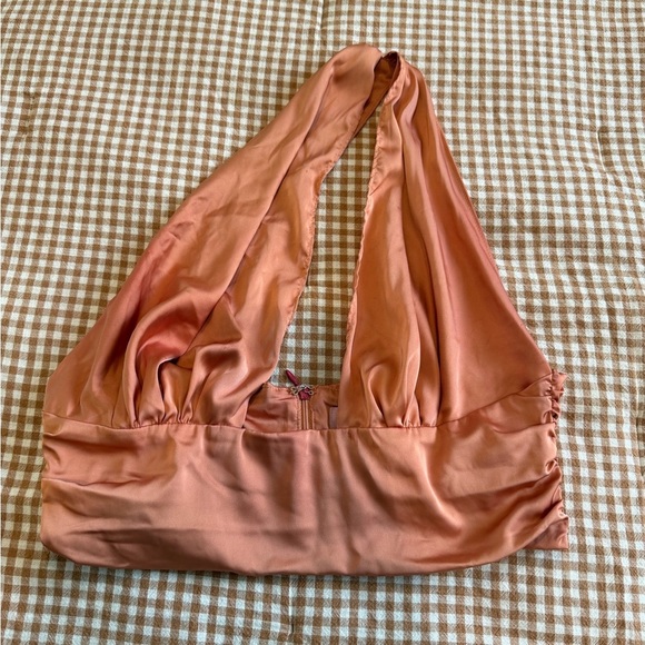 Oh Polly Other - Oh Polly Satin Halter Top in Rusty Orange